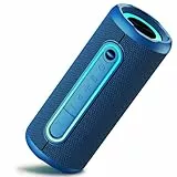 TIMU Bluetooth Lautsprecher mit Licht, Bluetooth 5.4 Musikbox, Dual Lautsprecher, Dualen Bass-Treibern, 30 Std Akku, IPX7 wasserdicht, TWS Paarung, AUX, TF Karte, Geeignet Outdoor/Party, Tiefmeerblau
