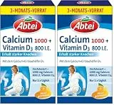 Abtei Calcium 1000 + Vitamin D3 – Für den Erhalt starker Knochen – Hochdosiert, Glutenfrei, Laktosefrei, Gelatinefrei – Vorratspackung – 90 Kautabletten für 3 Monate (Packung mit 2)