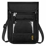 WACCET Brustbeutel Herren Dame mit RFID Schutz, Reise Brustbeutel mit Mehreren Taschen Versteckter Reisegeldbeutel Brusttasche für Bargeld, Karten, Schlüssel und Reisepass usw (Schwarze)