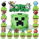 YOGARTH 25 Stück Pixe Tortendeko Nicht Essbare für Jungen, Kuchen Deko Kindergeburtstag aus Papier, Cake Topper Set für Kinder Geburtstag Party Kuchen Dekoration Supplies