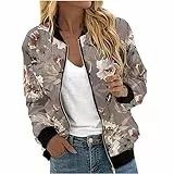 Awrvia Damen Übergangsjacke Elegant Bomberjacke Sportlich Sweatjacke mit ReißVerschluss Kurzjacke Leicht Damenjacken Temperament FrüHlingsjacke Party College Jacke Slim Fit Vintage Mantel