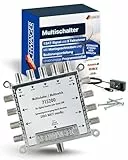 SCHWAIGER 5200 Multischalter 5/8 SAT-Verteiler 8-Teilnehmer SAT-Splitter digital Multiswitch 8-Wege-Verteiler mit externem Netzteil für Quattro/Quad LNB Digital, HDTV, FullHD, 4K, 8K, UHD