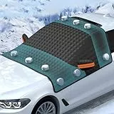 Auto Frontscheibenabdeckung Winter – 5-Lagige Windschutzscheibenabdeckung mit Magnet & Gummihaken, Frostschutzmatte gegen Schnee EIS Frost, Wasserdicht & Reißfest, Ganzjahres-Schutz für PKW & SUV