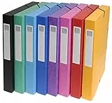 Exacompta 50300E 8er Pack Premium Sammelbox aufgebaut mit Gummizug 25 mm breit aus extra starkem Colorspan-Karton mit Rückenschild für DIN A4 Archivbox Heftbox Sammelmappe 1 Stück Zufallsfarbe
