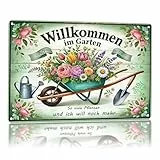 Metallschild Garten Gartenschild mit Sprüchen Retro Blechschilder Lustiger Text Metall Blechschild für Küche und Garten(30 × 20 cm)