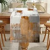 LOZULO Tischläufer Modern Orange Läufer Tisch Boho Leinen Tischläufer Abwaschbar Landhausstil Table Runner Party Tischdeko Outdoor Wetterfest 40x180 für Couchtisch