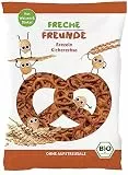 FRECHE FREUNDE Bio Dinkel & Kichererbse Brezeln, ohne Aufstreusalz, für Kinder & Babys, mit Dinkelmehl, vegan, Kindersnack, 12er Pack (12 x 75 g)