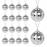 Disco Spiegel Ball, 30 Stück Silber Hängekugel Spiegelkugel, Glänzende Disco Ball, mit Echtglasfacetten für Weihnachtsbaum Hochzeit Geburtstagsfeier Dekoration Lichteffekt 3 cm