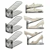Qkbuza Schuhplatzsparer - 6er Set Schuhstapler | Höhenverstellbarer Doppelschicht Rutschfester Aufbewahrungsbehälter Für Schrank