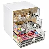 LANSKYLAN 3 Lagen Schubladenbox Schreibtisch Organizer Schubladen Schubladenbox Stapelbare Teebeutelboxen Teebox mit 3 Schubladen Abnehmbar Kosmetikaufbewahrung für Makeup Teebeutel Bürobedarf