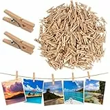 300 Stück Holzklammern Klein,25mm Mini Wäscheklammern Holz,Nachhaltiges Holzwäscheklammern für Fotos Aufhängen Postkarten DIY Basteln Deko