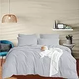 Pashmina Bettwäsche-Set, ägyptische Baumwolle, Fadenzahl 800, Baumwolle, 4-teiliges Set, Bettbezug und Spannbetttuch, 25 cm tief, Hotelkollektion, Bettwäsche-Set (Kaiser, Silber, Hellgrau)