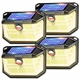 TECKNET Solarlampen für Außen, 【4 Stücke】 231 LED Solarlampe 300° Superhelle mit Bewegungsmelder 3 Modi IP65 Wasserdichte Wandleuchte für Wand Post Pathway Garten Garage