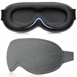 Gritin 3D Schlafmaske für Seitenschläfer, Upgrade Atmungsaktive Schlafbrille mit Verstellbar Gummiband, Lichtblockierend, Bequem & Ergonomisch Augenmaske, 2 Paar Ohrstöpseln, Grau