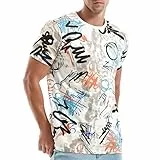 RONOMO Herren-T-Shirt mit modischem Print, Freizeit-Shirt, M