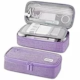 WEMATE Großes Federmäppchen, ästhetisch, großes Fassungsvermögen, Leinen-Federmäppchen mit Reißverschluss, violett, L, Taschen-Organizer