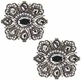 LOVE SHOES Damen 2 Schuhclips Luxe Edition Grau Glitzer elegant Schmuck Clip Schuhe Via Condotti