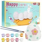 KreativeKraft Ostern Basteln Kinder Bastelset DIY Set Kinder Gips Ostereier Bemalen Osterhasen Gipsfiguren zum Bemalen (Eier 4er Pack)