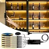 CHNMALITAI COB LED Strip,6 Rollen Cabinet Lights mit Berühren und Hand Sweep Dimmer Schalten,12V Schneidbar COB LED Streifen für Vitrinen,Weinschränke,Küchen und Regale(warmweiß, 2M)