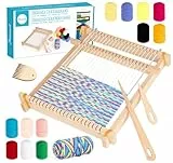 Homewit Webrahmen Kinder, 24 X 28 cm Hochwertiger Holz Große Webstuhl Set für Webstuhl für kinder ab 4 6 8 10 Jahre und Anfänger, Enthält Genug Reichlich Garn zum Stricken
