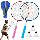 Federball Set Badminton Schläger Set 2-4 Spieler (inkl 3 Federball und Tragetasche), Kurzschaft Badminton Set Kinder, Federball Set für Outdoor-Sportarten für Kinder, Familie und Freunde