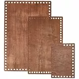 CREATCABIN 3 Stück 3 Größen Holzkorbsockel Häkelkorbboden Natürliches Holz Unbehandelt Braun Rechteckig Blank Moses Strickformer Sockel DIY Weben Basteln Heimdekoration