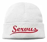 tshirtladen #Servus Mütze Strickmütze Wintermütze Unisex schwarz Logo gestickt (weiß)
