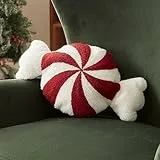 Sonive Weihnachtskissen, Weihnachtsbonbon-förmiges Kissen 50x30cm Dekokissen Zierkissen, Stuhlkissen Raumdekoration Plüschkissen für Weihnachten Sofa & Bett Kinderzimmer rot&weiß