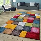 TT Home Wohnzimmer Teppich Bunt Kurzflor Wohnzimmerteppich Meliert 3D Optik Geometrisch, Farbe:Bunt, Größe:240x330 cm