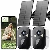TIEJUS Überwachungskamera Aussen Akku Solar 5G/2.4GHz WLAN Kamera Outdoor Kabellose,2K Kamera Überwachung Aussen/Farbe Nachtsicht/Bewegungssensor/Cloud Storage/IP66,2er-Pack