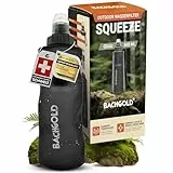 Bachgold® Squeeze Wasserfilter Outdoor – ultraleichter Wasserfilter (Grau) mit 500 L Kapazität | entfernt Bakterien, Viren & Mikroplastik | für Camping, Survival, Notfall, Bushcraft (Grau, 500 ml)