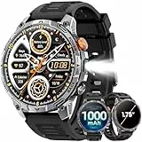 Smartwatch Herren Militär, 100 Tage Ultra-Laufzeit/1000-mAh-Akku/1,75' HD Großes Display /LED Taschenlampen/24/7Herzfrequenz/Schlafmonitor/110+ Sportmodi/IP68 Wasserdicht Sportuhr für iOS Android