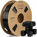 LANDU PETG Filament 1.75mm Schwarz 1KG High Speed 30-600mm/s 3D Drucker Filament Maßgenauigkeit +/- 0.02 mm,1kg Pappspule(2.2lbs) Passend für die meisten 3D Drucker,PETG Schwarz