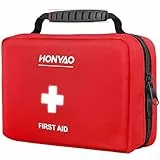 HONYAO Erste Hilfe Set 222 Teile, Komplettes Erste Hilfe Tasche für Zuhause Arbeitsplatz Kinder Outdoor Reise Camping Wandern Auto, Sport First Aid Kit, Rot
