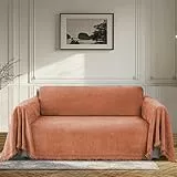 BellaHills Wasserdicht Chenille Sofabezug 1/2/3 Sitzer, Couch Überzug Ecksofa Sofa Überzug l Form Sofaschutz Sofadecke rutschfest Sofaüberwurf für Wohnzimmer (Orangefarben, 180x260cm)