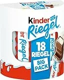 Kinder Riegel - 18 Einzelriegel, einzeln verpackte Schokoriegel, zartschmelzende Vollmilchschokolade mit Milchcremefüllung, ohne Farb- und Konservierungsstoffe, 378g