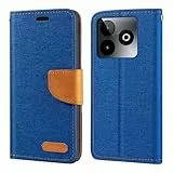 Shantime Oxford Stoff Flip Wallet Hülle Kompatibel mit SPC Discovery 3, Robuste Magnetische Hülle mit Kartenfächern und Standfunktion(Blau)
