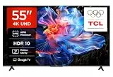 TCL 55V6C 55 Zoll Direct LED TV, 4K HDR Fernseher, Smart TV mithilfe von Google TV (Dolby Audio, Motion Clarity, Kompatibel mit Google Assistant & Alexa)