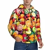 ZHAOUR Herren Kapuzenpullover - Trendy Fresh Fruits Print Langarm Pullover Hoodie für den täglichen Gebrauch, Reisen & Bummeln, Schwarz , XL