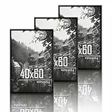 VUVUZULA Bilderrahmen 40x60cm Schwarz Holz Holzrahmen 3er Set Fotorahmen MDF Rahmen Posterrahmen