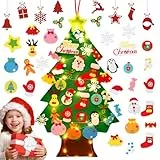 3Ft Filz Weihnachtsbaum Kinder,Weihnachtsbaum Mit Beleuchtung Mit 32 Abnehmbaren Hängenden Ornamenten,DIY Christmas Tree Decorations Für Wand Home Tür Weihnachten Deko Kinder Weihnachten Geschenk
