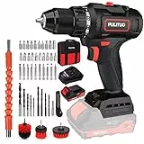 PULITUO Akku-Bohrschrauber mit Batterie, 20V bürstenlose Bohrmaschine, Bohrmaschine (60N · m, 25 + 1 Drehmomenteinstellung / 2000mAh / 2 variable Geschwindigkeit 13mm Spannfutter)