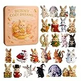 Bunny Cozys Dreams Adventskalender 2025, 24 Tages Weihnachtskalender Mit 2D Kaninchen Anhänger Aus Acryl, Weihnachts Countdown Kalender Für Weihnachtsbaumschmuck Kinder Erwachsene 28x16cm