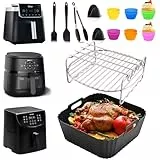 Heißluftfritteuse Zubehör für COSORI XXL 5,5L, Philips Airfryer 2000 Series 6,2L, Ninja Max Pro 6,2L AF180EU - 19Pcs Air Fryer Zubehör Silikonform, Grillrost, Kuchen Brotform für COSORI 5,5L