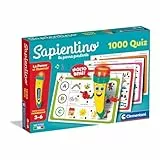 Clementoni Sapientino – Der sprechende Stift 1000 Quiz, Lernspiel mit interaktivem Stift für Kinder von 3 – 6 Jahren, Karten zum Lernen von Buchstaben, Zahlen und Wörtern, Made in Italy, italienische