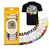 Altaroo Textilfarbe Waschmaschinenfest 12 Farben je 6 ml, Stoffmalfarben Waschfest, Stoffmalfarbe Set mit Pinseln, Lebendige, Hochpigmentierte für T-Shirts, Jeans, Schuhe auf Hellen Dunklen Stoffen