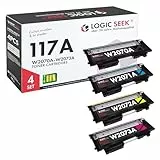 Logic-Seek 117A 4er Pack Toner komatibel für HP Color Laser 179fnw 178nw 150nw 150a 179fwg 178nwg MFP 170 Serie Ersatz für HP 117A W2070A W2071A W2072A W2073A Multipack Schwarz & CMYK mit CHIP
