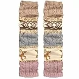 HSLPSM Stulpen Damen, Beinwärmer, Lange Winter Legwarmer, Böhmischer Stil Beinstulpen Gestrickt Verdicken Beinwärmer Overknee, Weihnachts-Rentier-Legwarmers Strickstulpen Weihnachtsstrumpf