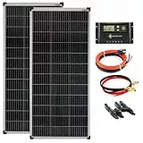 SOLARTRONICS Inselanlage Komplettset: 2x 100W monokristalline Solarmodul + 20A Laderegler + PV Kabel + Solar Y-Stecker