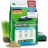 Mähroboter Rasensamen schnellkeimend 10kg TEST SEHR GUT - Roboter Grassamen Made in Germany - Für pflegeleichten Garten mit Natureflow Rasensaat
